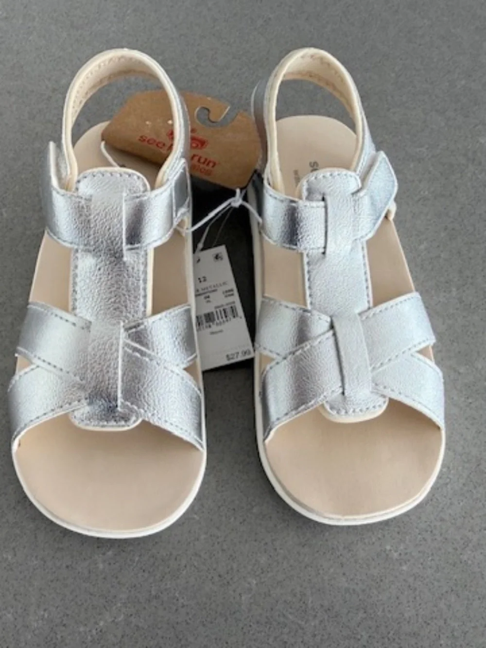 NWT- See Kai Run Basics Logan Toddler Sandals Size 12 Metallic Silver NEW
